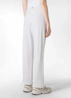 Fashion Pantalone Comfort Di Viscosa Gamba Dritta Bianco Donna Pantaloni