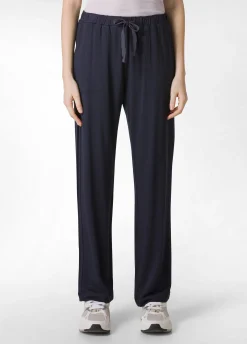 Online Pantalone Comfort Di Viscosa Gamba Dritta Blu Donna Pantaloni