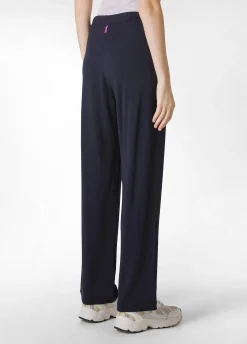 Online Pantalone Comfort Di Viscosa Gamba Dritta Blu Donna Pantaloni