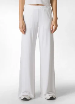 Flash Sale Pantalone Comfort Di Viscosa Gamba Larga Bianco Donna Pantaloni
