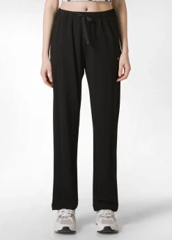 Fashion Pantalone Comfort Di Viscosa Gamba Dritta Nero Donna Pantaloni