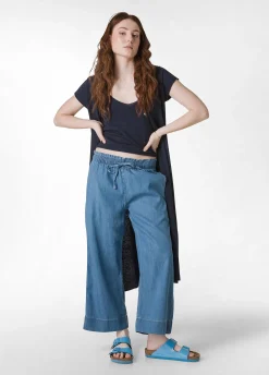 Fashion Pantalone Cropped In Denim Lyocell Blu Donna Pantaloni