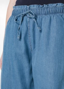 Fashion Pantalone Cropped In Denim Lyocell Blu Donna Pantaloni