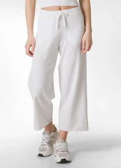 Shop Pantalone Cropped In Maglia Bianco Donna Pantaloni