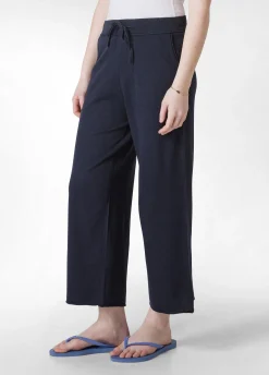 Online Pantalone Cropped In Maglia Blu Donna Pantaloni