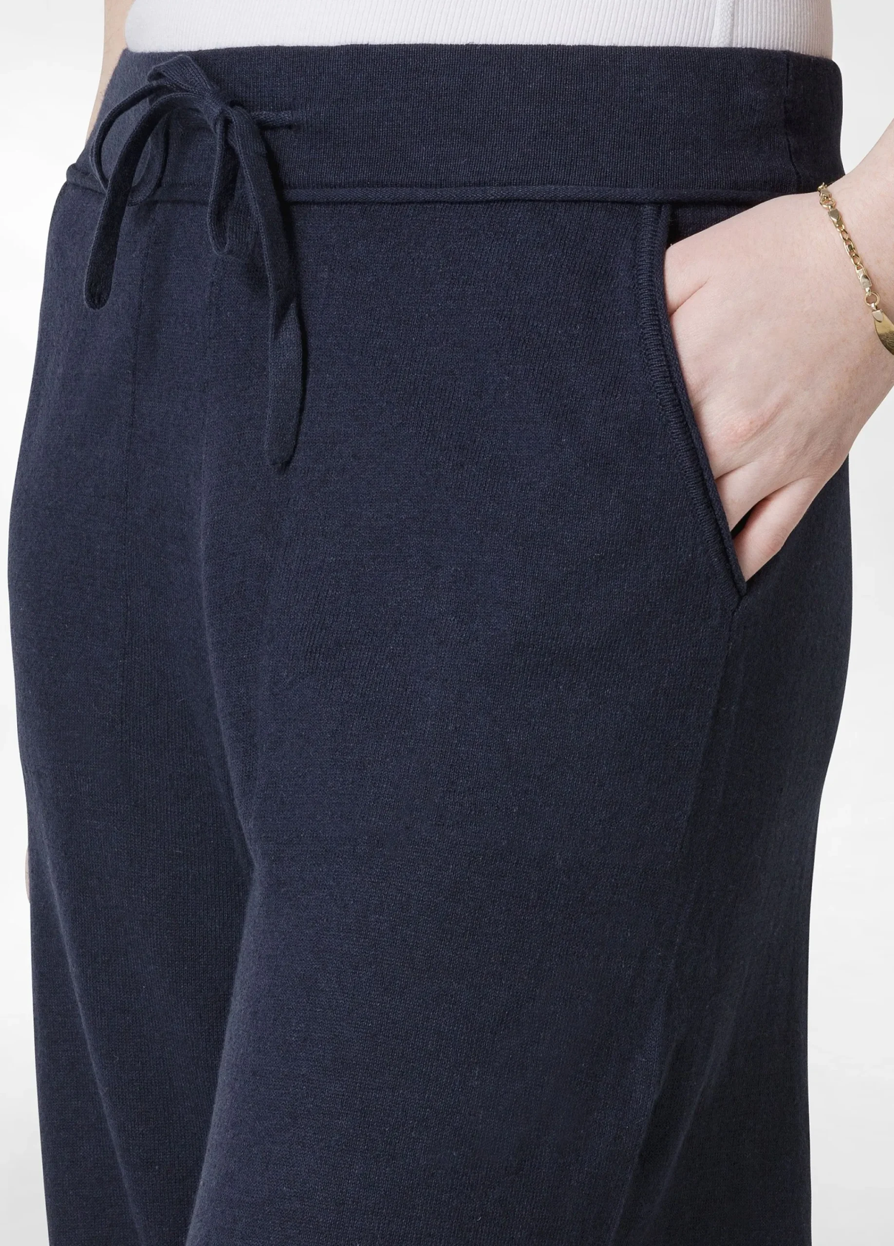 Online Pantalone Cropped In Maglia Blu Donna Pantaloni