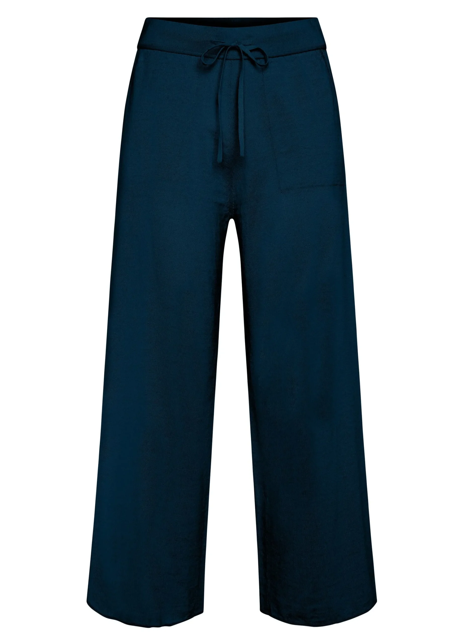 Online Pantalone Cropped In Maglia Blu Donna Pantaloni