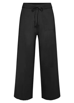 Shop Pantalone Cropped In Maglia Nero Donna Pantaloni
