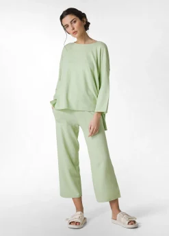 Flash Sale Pantalone Cropped In Maglia Verde Donna Pantaloni