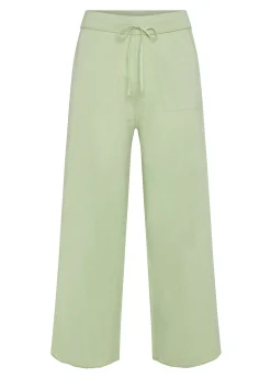 Flash Sale Pantalone Cropped In Maglia Verde Donna Pantaloni