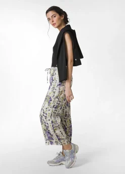 Cheap Pantalone Cropped In Raso Stampato Viola Donna Pantaloni