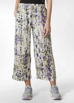 Cheap Pantalone Cropped In Raso Stampato Viola Donna Pantaloni