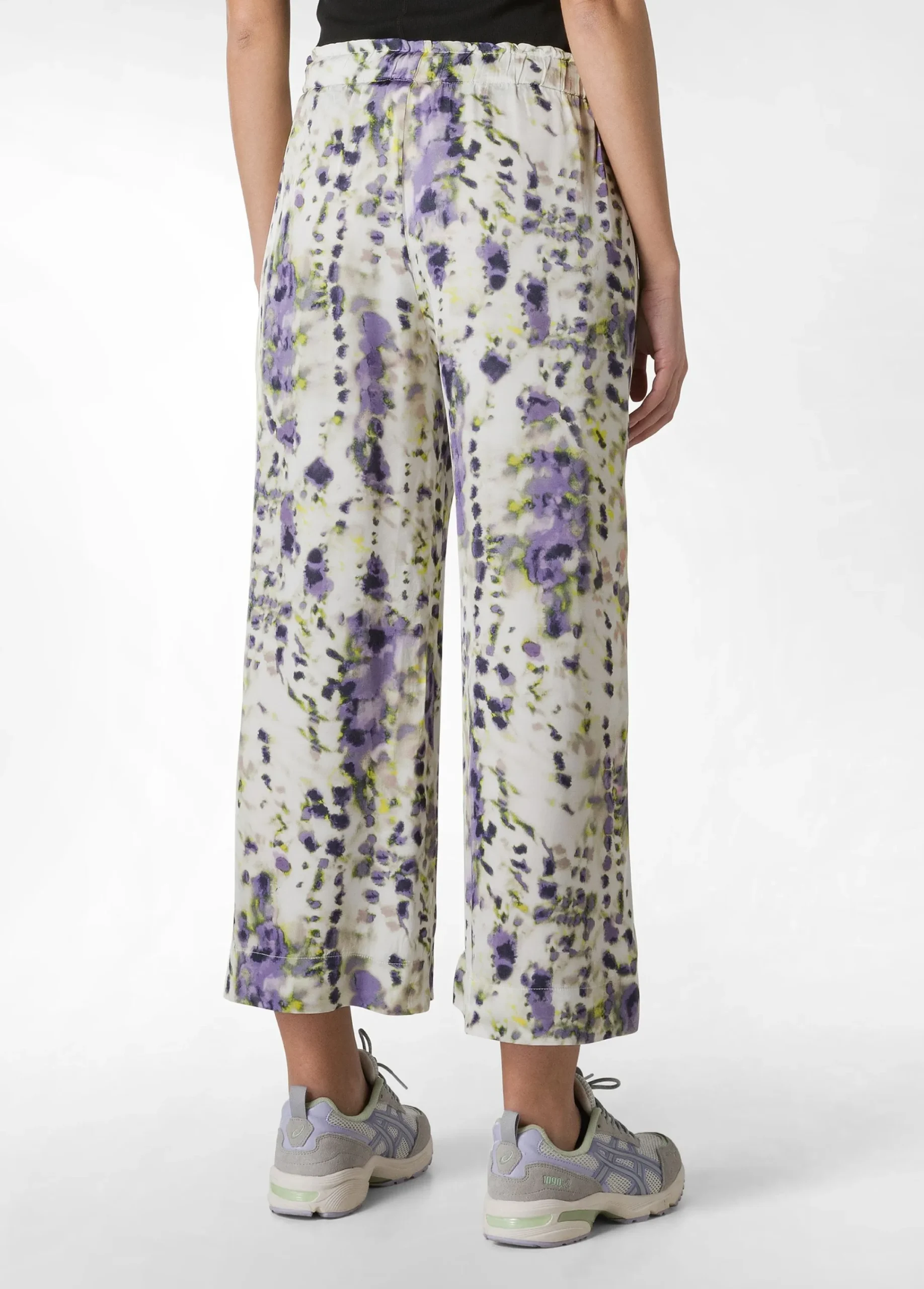Cheap Pantalone Cropped In Raso Stampato Viola Donna Pantaloni