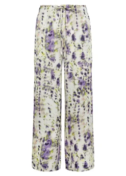 Cheap Pantalone Cropped In Raso Stampato Viola Donna Pantaloni