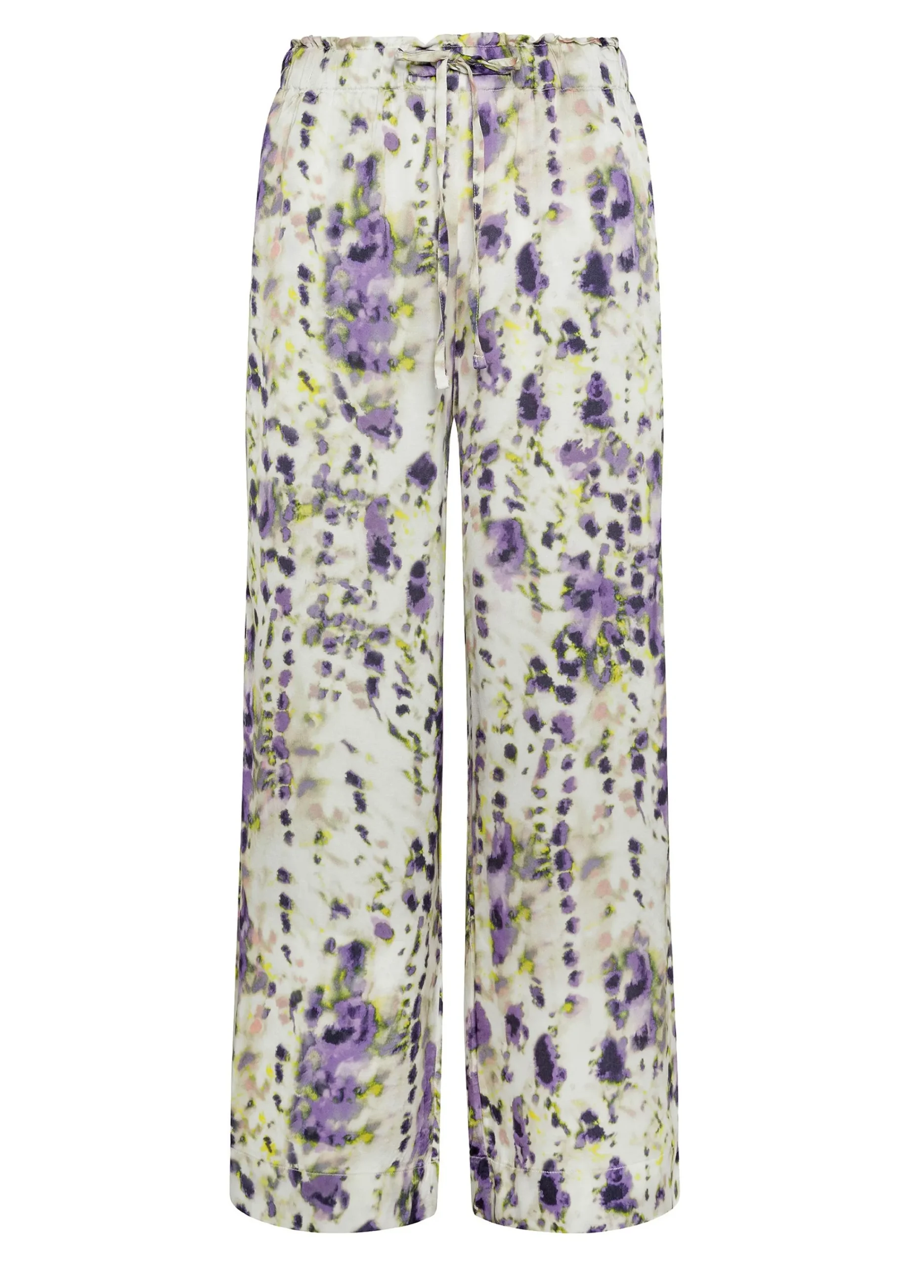 Cheap Pantalone Cropped In Raso Stampato Viola Donna Pantaloni