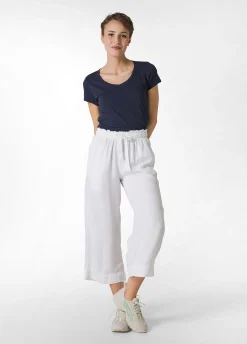 Store Pantalone Cropped In Twill Tencel Bianco Donna Pantaloni