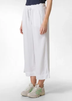 Store Pantalone Cropped In Twill Tencel Bianco Donna Pantaloni