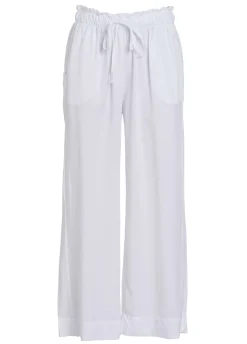 Store Pantalone Cropped In Twill Tencel Bianco Donna Pantaloni