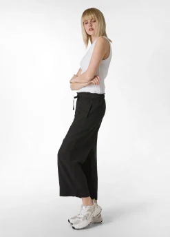 Cheap Pantalone Cropped In Twill Tencel Nero Donna Pantaloni