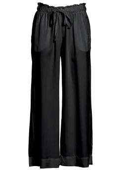 Cheap Pantalone Cropped In Twill Tencel Nero Donna Pantaloni