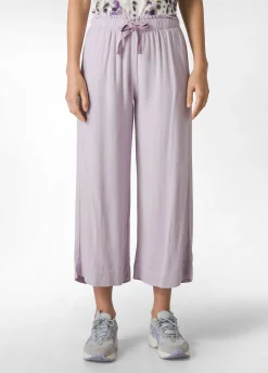 Store Pantalone Cropped In Viscosa Crepe Viola Donna Pantaloni