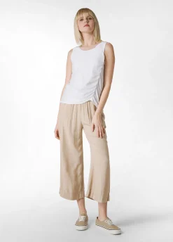 New Pantalone Cropped In Viscosa Crepe Beige Donna Pantaloni