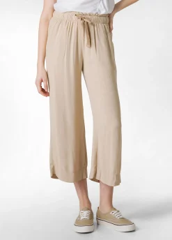 New Pantalone Cropped In Viscosa Crepe Beige Donna Pantaloni