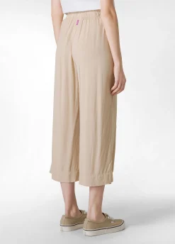 New Pantalone Cropped In Viscosa Crepe Beige Donna Pantaloni