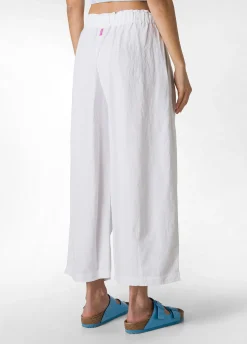 Sale Pantalone Cropped Misto Lino E Lyocell Bianco Donna Pantaloni