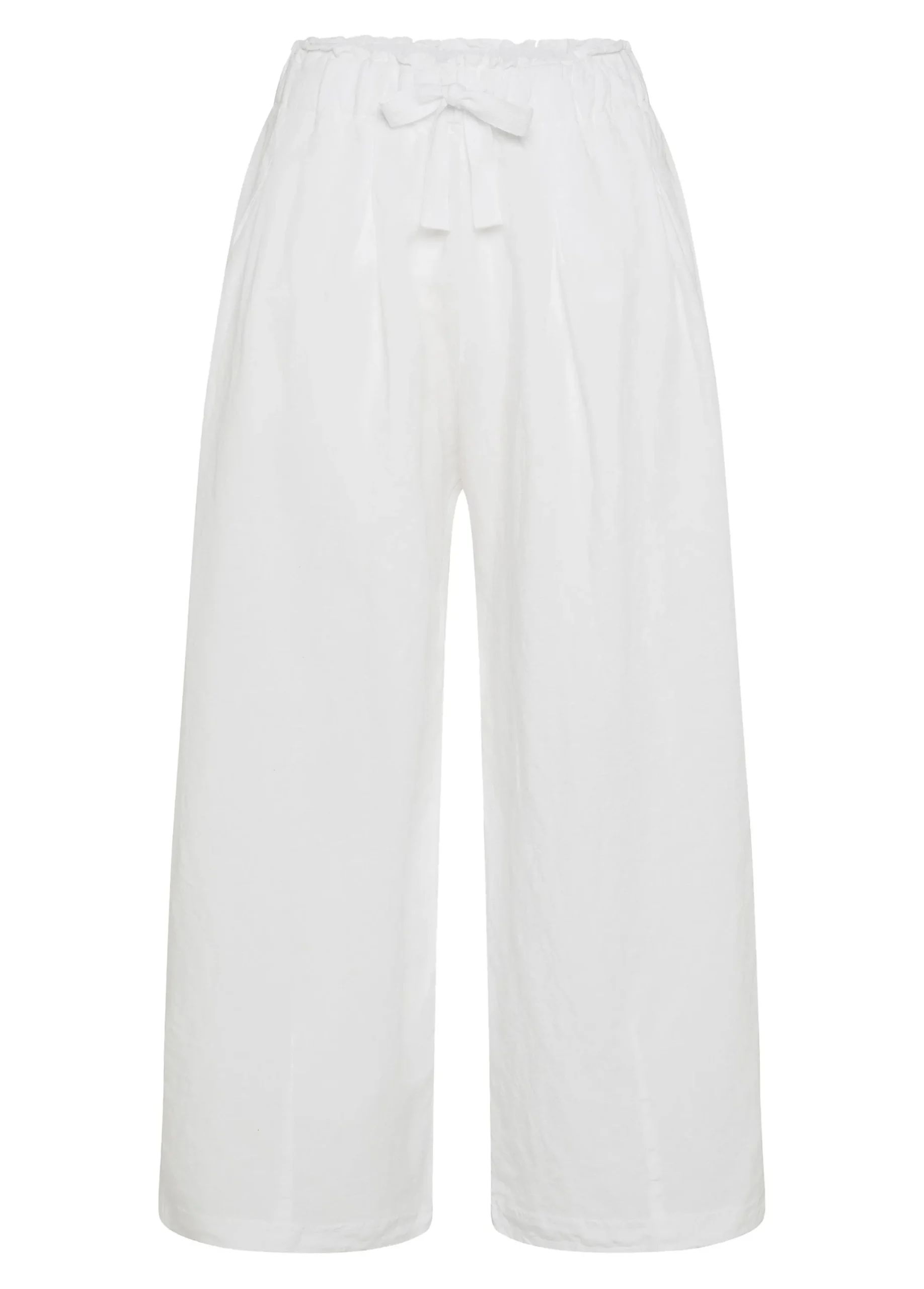 Sale Pantalone Cropped Misto Lino E Lyocell Bianco Donna Pantaloni
