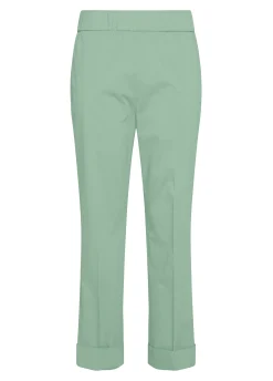 New Pantalone Dritto In Popeline Verde Donna Pantaloni