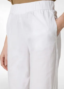 Fashion Pantalone Dritto In Popeline Bianco Donna Pantaloni