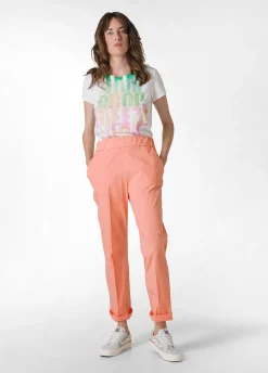 Shop Pantalone Dritto In Popeline Arancio Donna Pantaloni