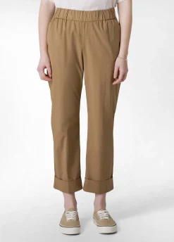 Sale Pantalone Dritto In Popeline Marrone Donna Pantaloni