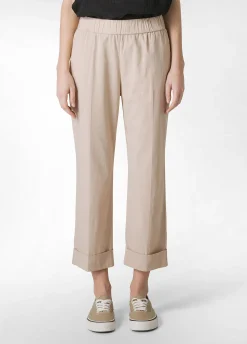 Sale Pantalone Dritto In Popeline Beige Donna Pantaloni