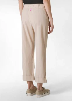 Sale Pantalone Dritto In Popeline Beige Donna Pantaloni