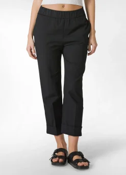 Shop Pantalone Dritto In Popeline Nero Donna Pantaloni