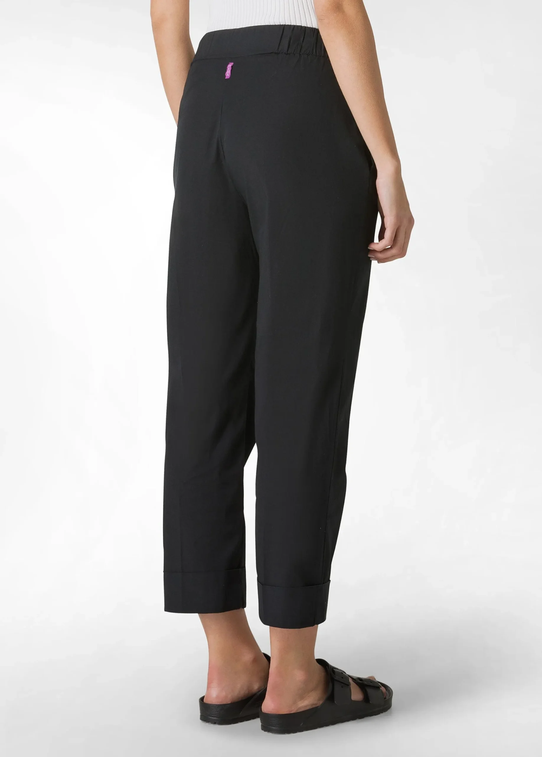 Shop Pantalone Dritto In Popeline Nero Donna Pantaloni
