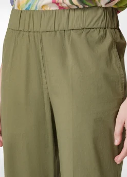Sale Pantalone Dritto In Popeline Verde Donna Pantaloni