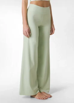 Cheap Pantalone Gamba Larga In Jersey Verde Donna Pantaloni