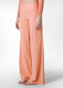 Outlet Pantalone Gamba Larga In Jersey Arancio Donna Pantaloni