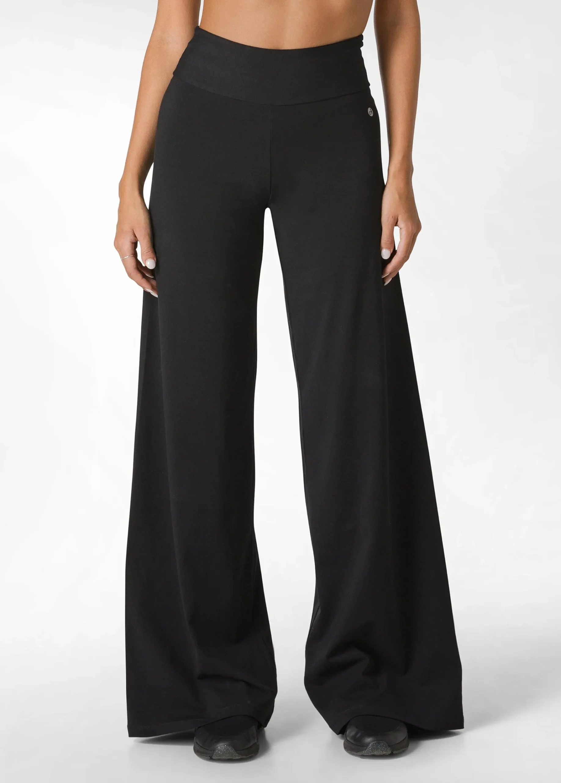 Cheap Pantalone Gamba Larga In Jersey Nero Donna Pantaloni