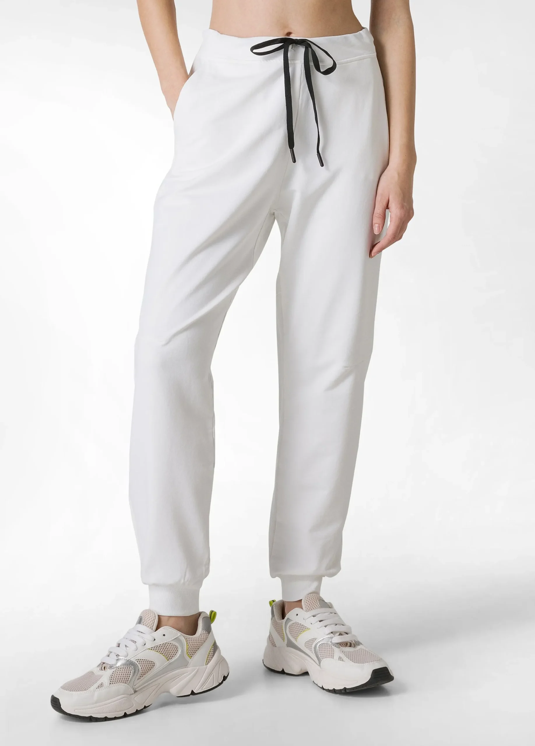 Cheap Pantalone In Felpa Dettagli Neri Bianco Donna Pantaloni