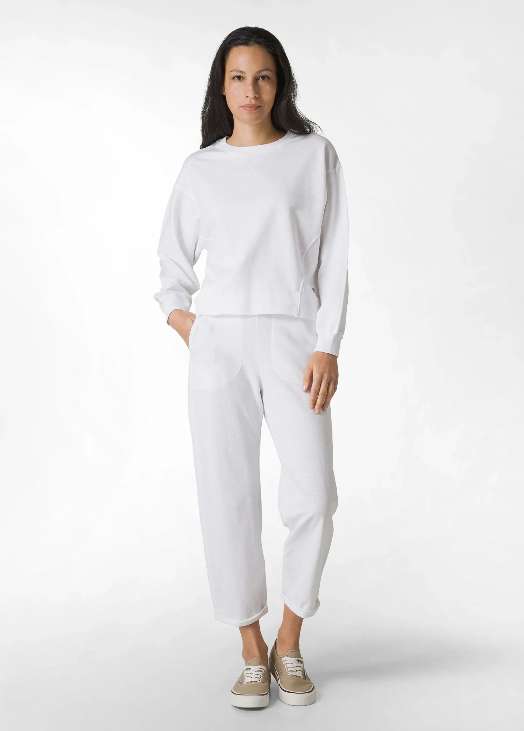 Store Pantalone In Felpa Fiammata Vintage Bianco Donna Pantaloni