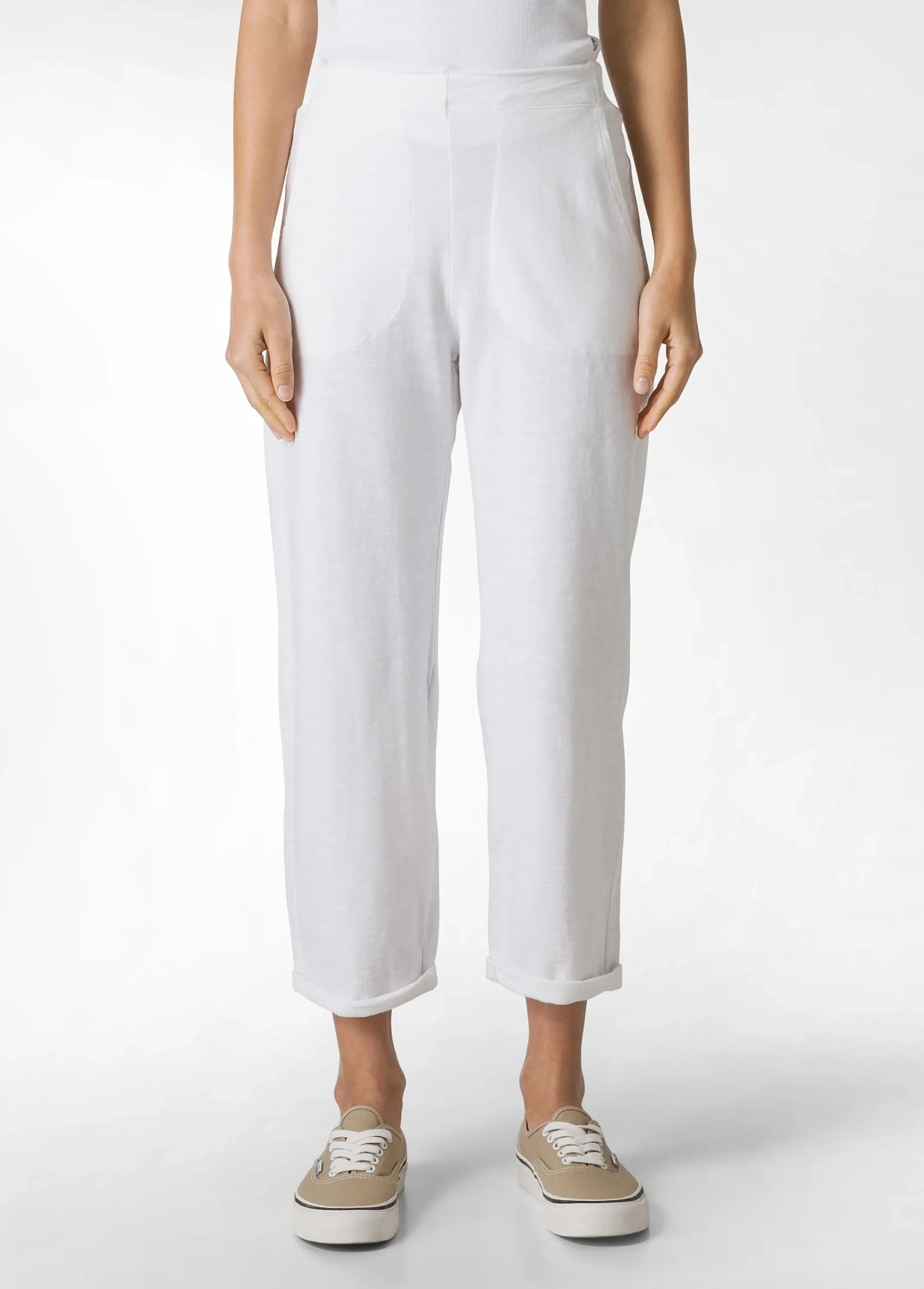 Store Pantalone In Felpa Fiammata Vintage Bianco Donna Pantaloni
