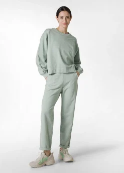 Fashion Pantalone In Felpa Fiammata Vintage Verde Donna Pantaloni