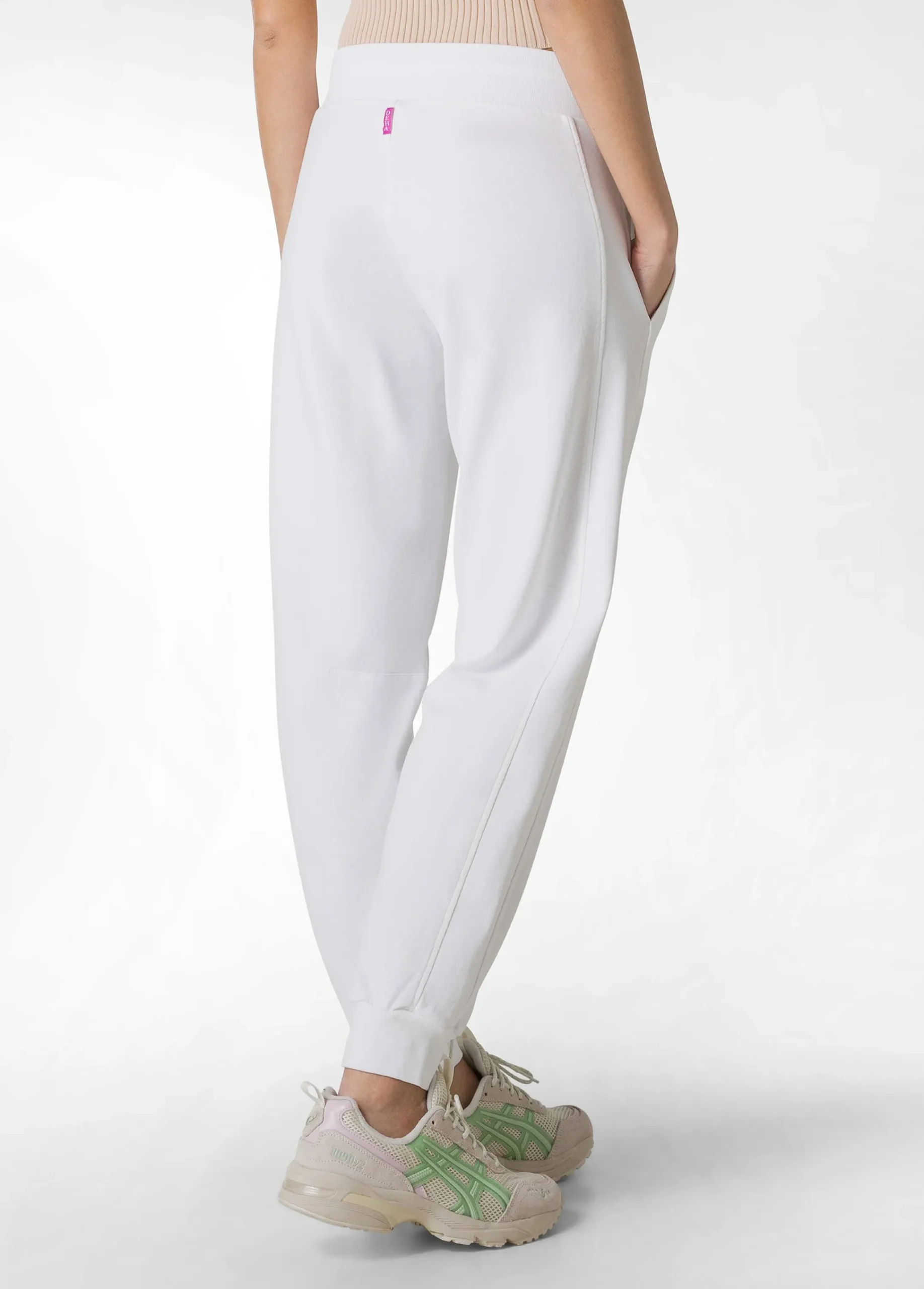 Online Pantalone In Felpa Organica Con Costina Bianco Donna Pantaloni