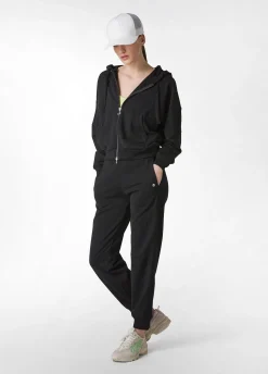 Flash Sale Pantalone In Felpa Organica Con Costina Nero Donna Pantaloni