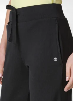 Flash Sale Pantalone In Felpa Organica Con Costina Nero Donna Pantaloni