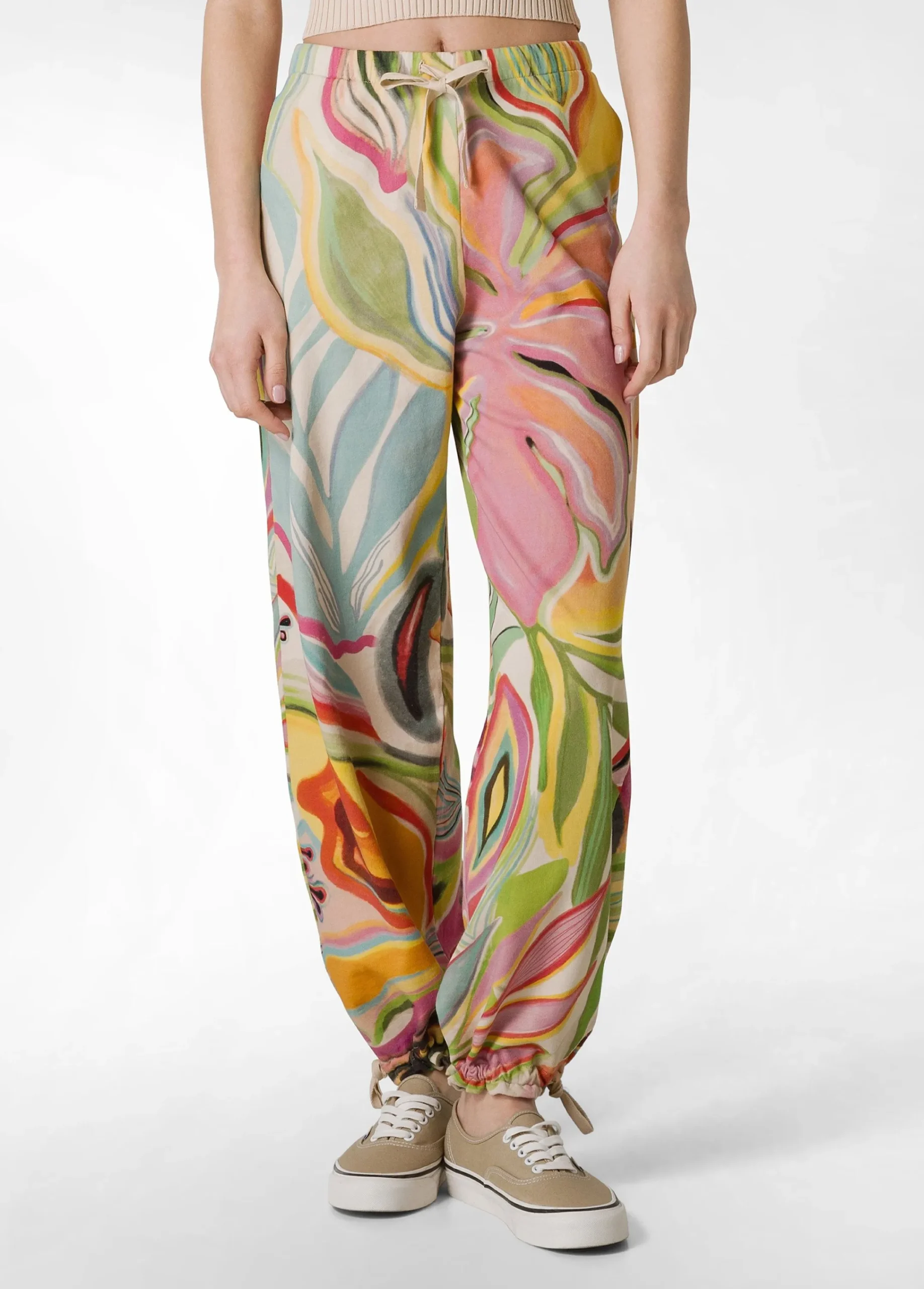Cheap Pantalone In Felpa Organica Flower Power Verde Donna Pantaloni